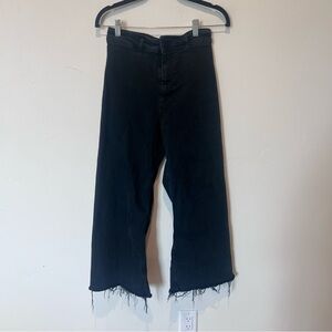 Zara Women's Wide Leg Raw Hem High Waist  Black Jeans Size 4 Classic Denim